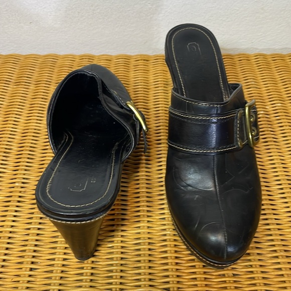 COACH Clogs Slides Mules Platform Heels Dark Brown Sz 10 - Picture 3 of 11